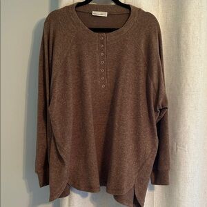 Zenana Brown Sweater with Button Detail